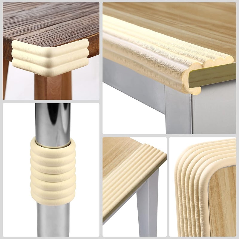 Dovesail Upgrade Baby Proofing Edge Corner Protector, 16.4ft Edge Guards Padding with 3M Adhesive, Extra-Wide Soft Rubber Foam Padding, Furniture,Sharp Edge Safety Corner Edge Bumper Guard- Beige - Image 2